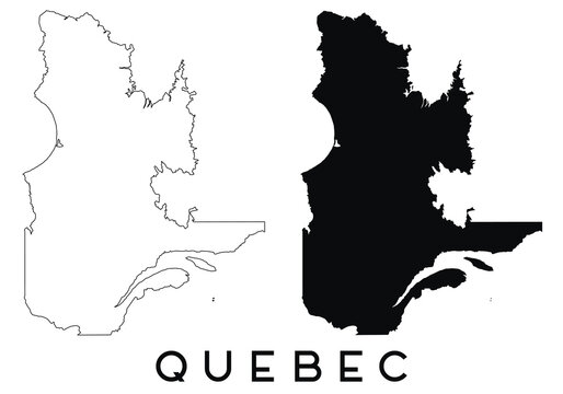 Quebec city map outline and black silhouette vector