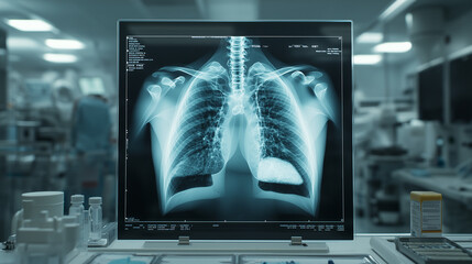 Lungs X-ray analysis in medical facility, seasonal health checkup