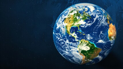 Fototapeta premium A blue and white planet with the continents of North America and South America