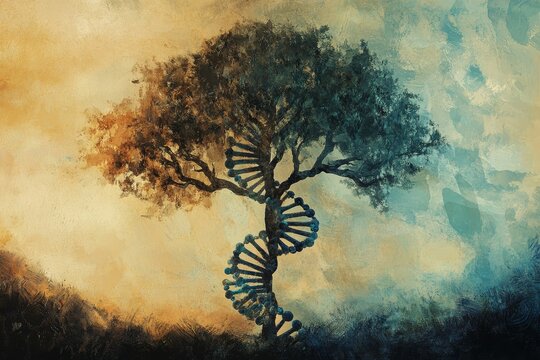 DNA tree nature abstract art painting