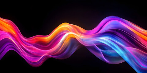 abstract multi-colored wave on a black background. neon translucent wave of bright colors. abstract background. design element