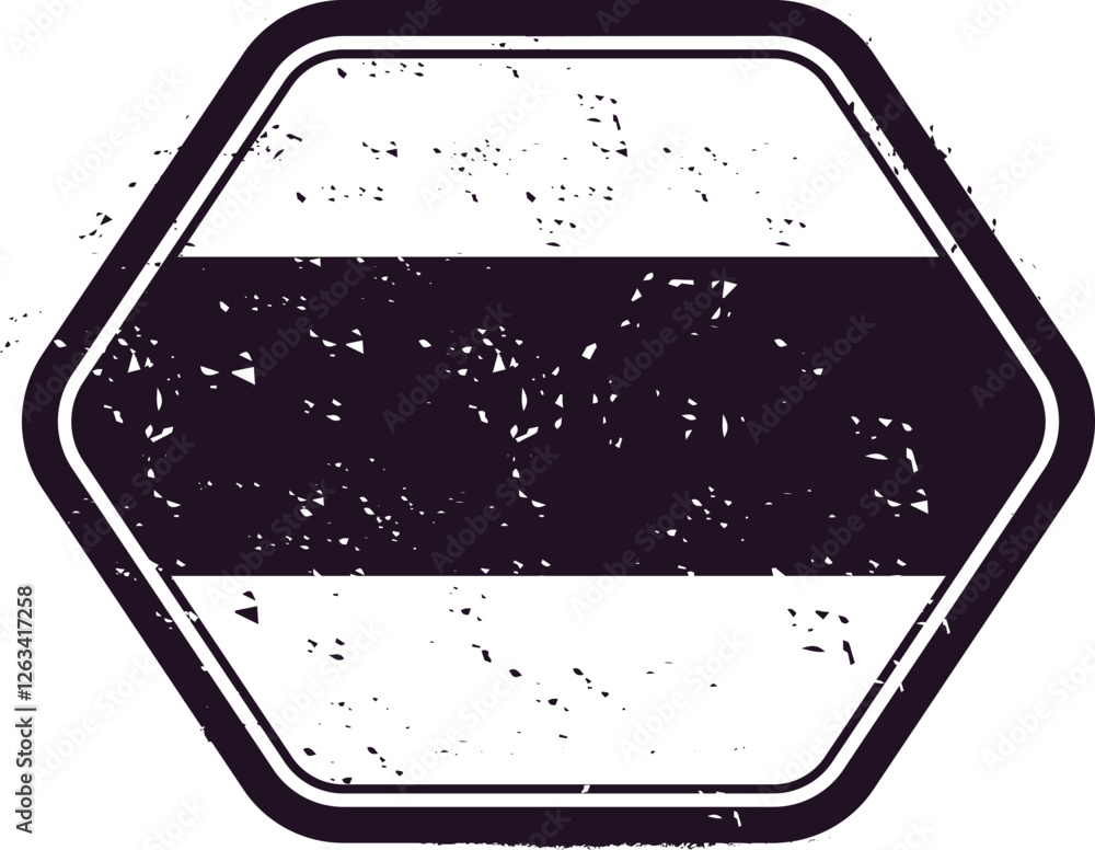 Poster featuring a hexagonal vintage blank stamp adorned with a grunge effect, offering ample copy space, c