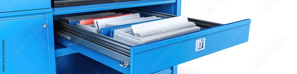 Poster A file cabinet with a drawer open, revealing files and documents inside