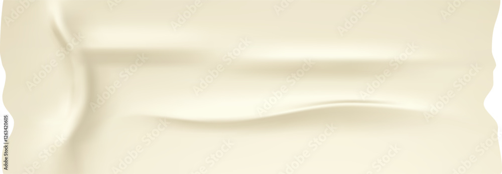 Poster realistic flowing beige fabric with soft folds waving and fluttering, creating a smooth and elegant 