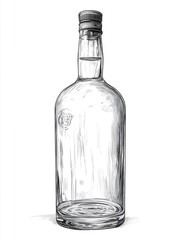 A clear, empty glass bottle with a sleek design, symbolizing potential, celebration, and the memories of shared moments.