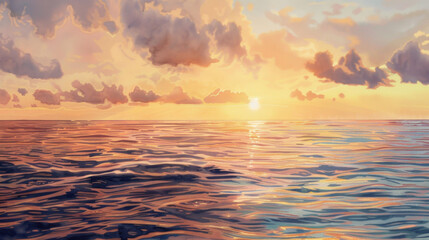 Obraz premium watercolor painting of a sunset