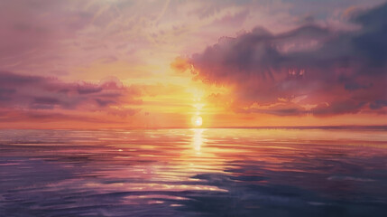 Obraz premium watercolor painting of a sunset