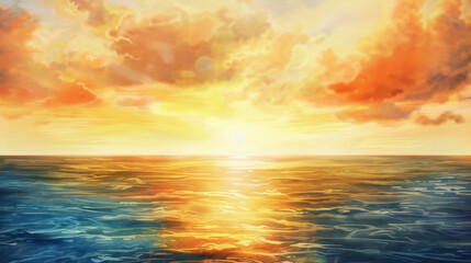 Fototapeta premium watercolor painting of a sunset