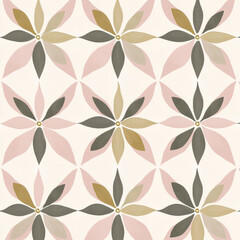 A chic floral illustration with minimalist, geometric flowers in clean, symmetrical shapes. The design uses a modern color palette of pale pink, gold, and ivory for a stylish and sophisticated look.