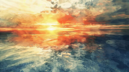 Obraz premium watercolor painting of a sunset