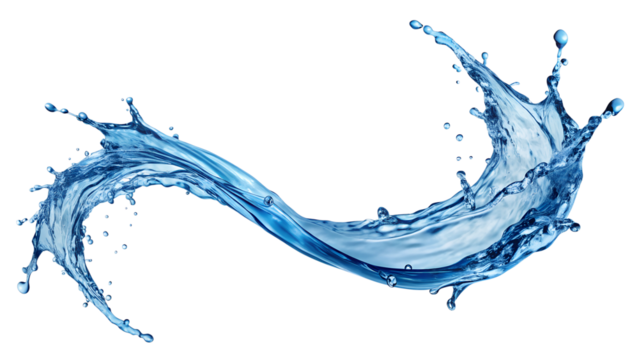 Curved Water Splash Arrow Isolated on Transparent Background