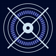 Futuristic HUD interface displaying a loading diagnostic screen with intricate digital infographic UI elements set against a sleek vector background illustration