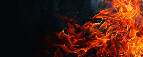 A black background with a red flame