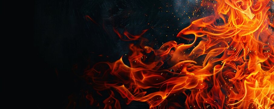 A black background with a red flame