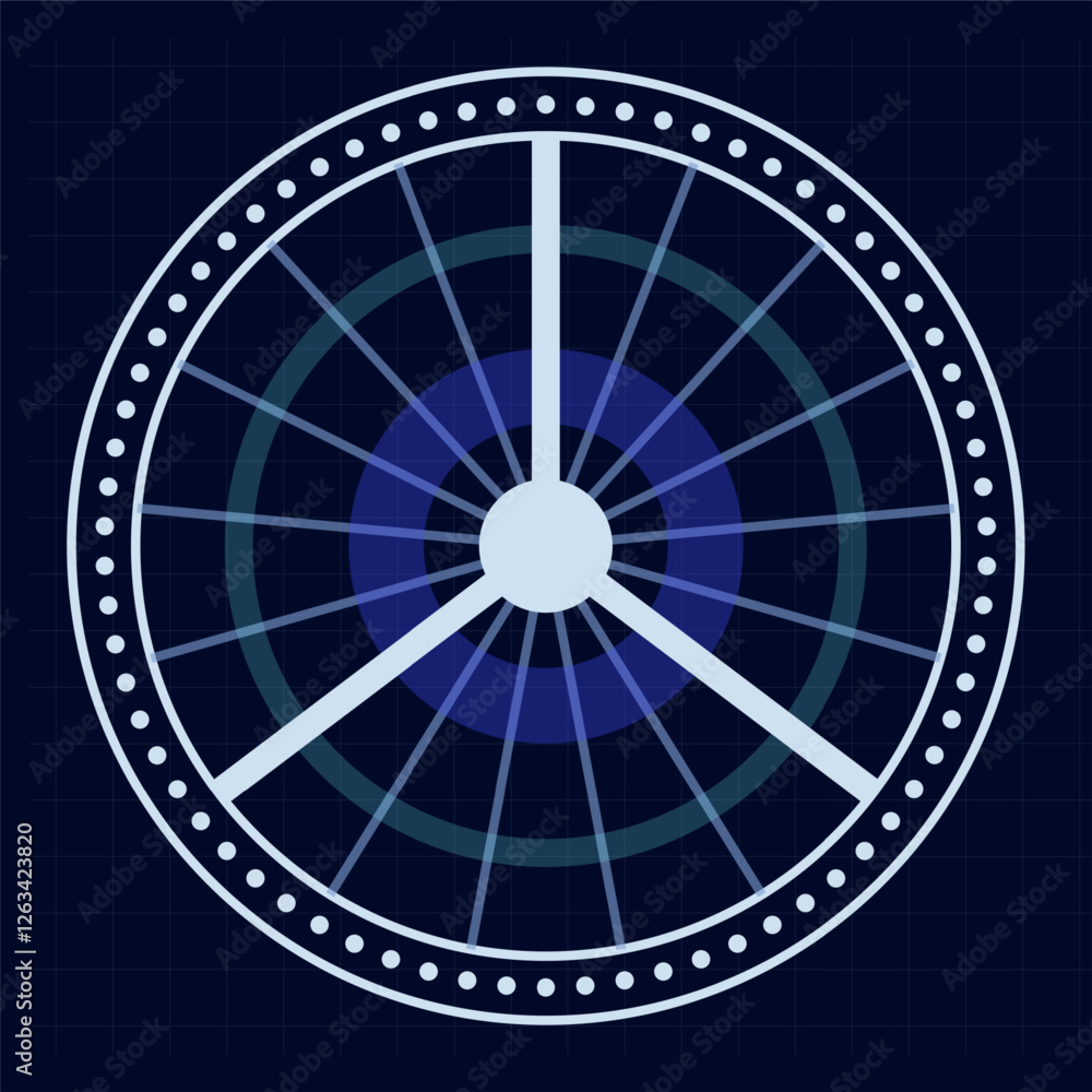 Poster futuristic hud interface showing a circular technological hologram loading, diagnostic display with 
