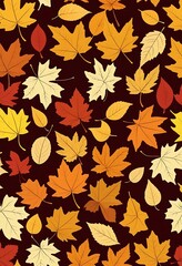 A tapestry of colorful autumn leaves dancing on a dark background