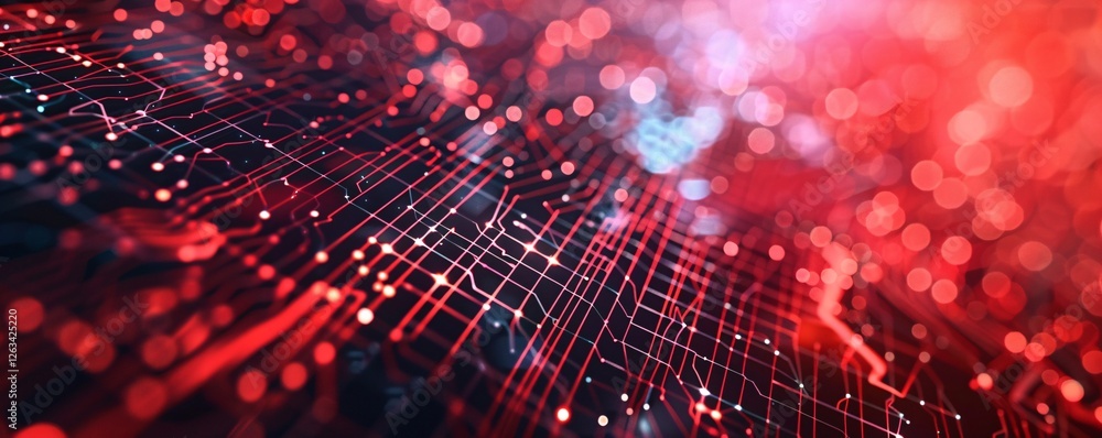 Poster a red and black computer screen with a red background