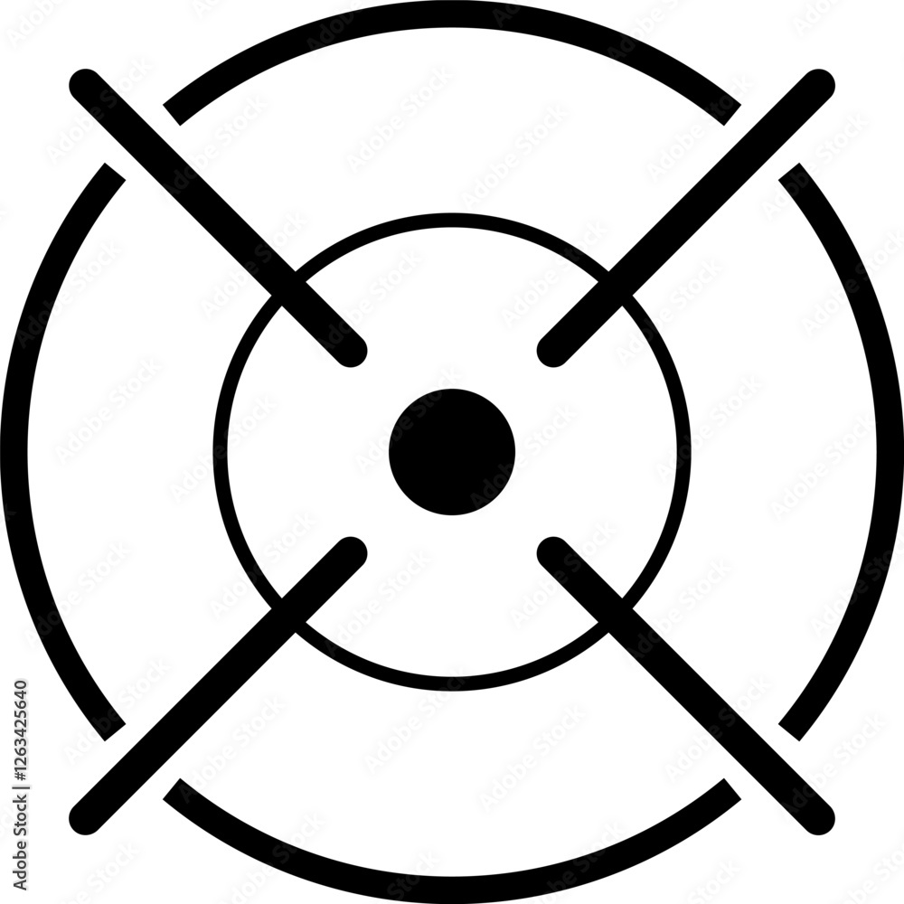 Poster sniper target aim pointer navigation cursor focusing different military sight and focused eye shooti