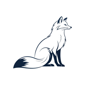 snow fox silhouette logo illustration