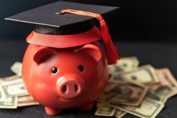 A piggy bank with a graduation cap, perfect for celebrating academic achievements or financial milestones