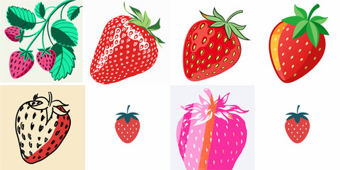strawberry art berry logo summer