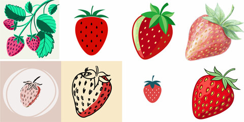 strawberry art berry logo summer