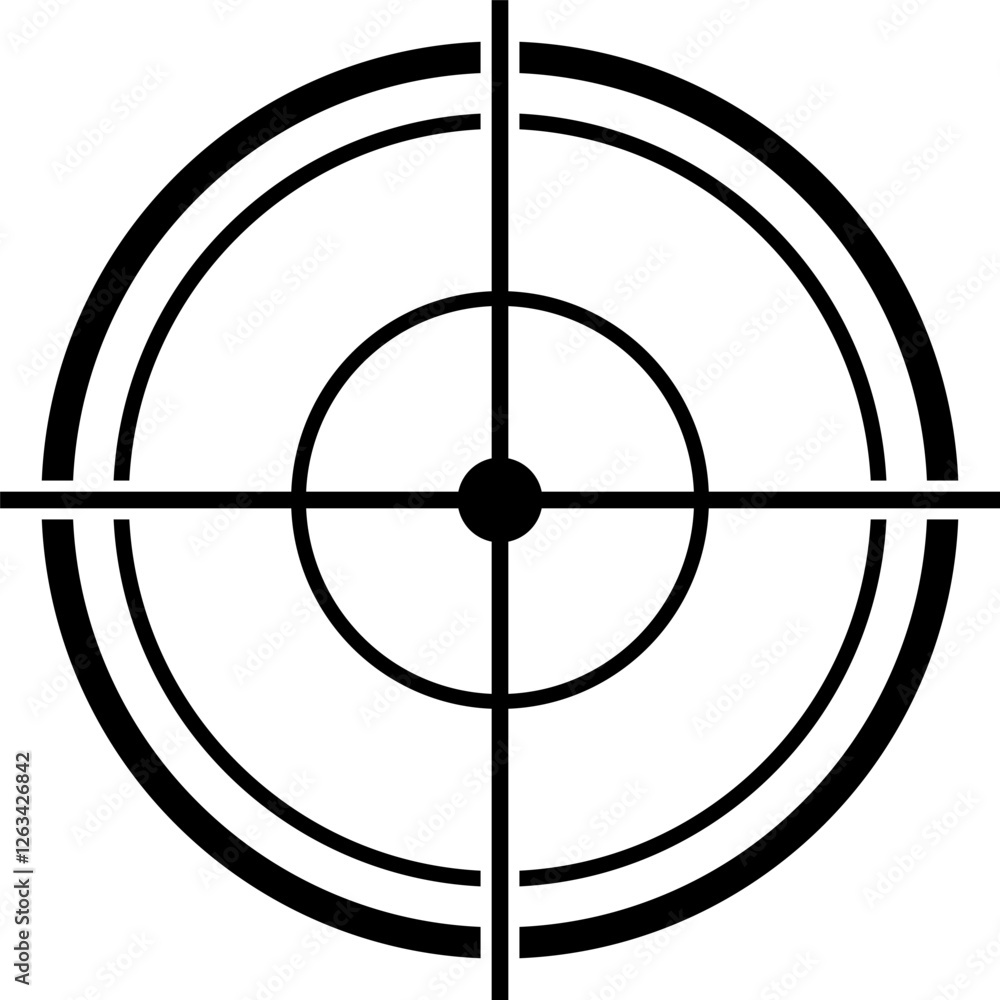Poster sniper scope crosshair targeting aim pointer simple icon vector illustration isolated on white backg