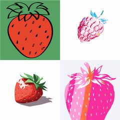 strawberry art berry logo summer