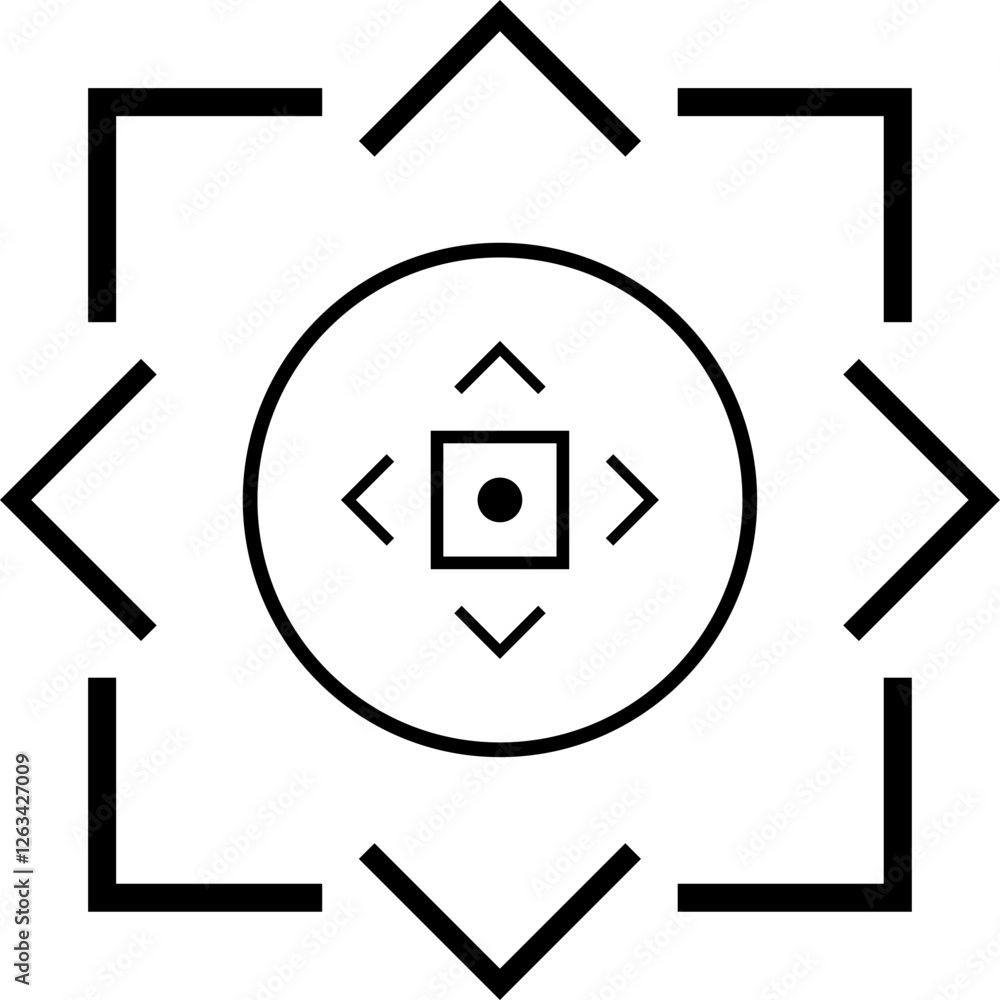 Poster vector illustration depicting a set of sniper aim pointers and target navigation symbols. includes v