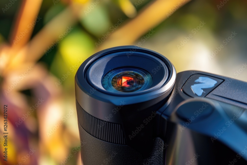 Aufkleber a close-up view of a camera lens with a blurred background