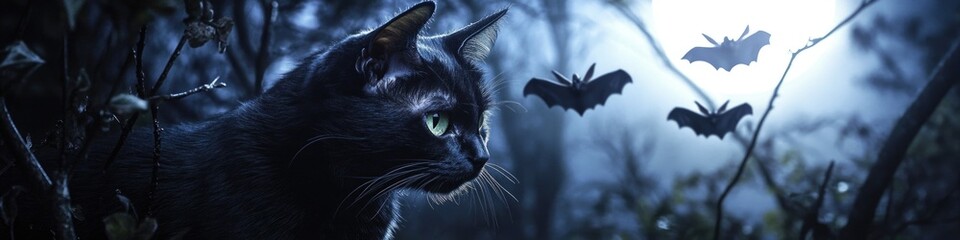 Fototapeta premium A curious cat observes bats in flight
