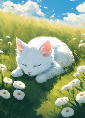 cat on the grass