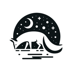 snow fox silhouette logo illustration