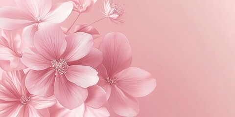 Fototapeta premium Dreamy Coral Cosmos Flowers, Soft Floral Watercolor Painting, Delicate Pastel Background