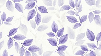 Fototapeta premium Seamless Pattern of Delicate Violet and Cream Watercolor Leaves, Gentle and Airy Design
