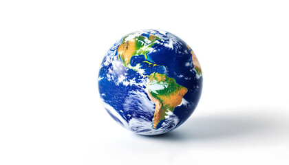 Fototapeta premium globe on white background. A stylized image of the Earth, shaped like an egg, set against a plain white background