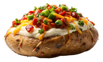 loaded baked potato, isolated on transparent background Remove png, Clipping Path