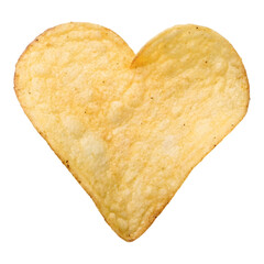 potato chips, in heart shaped, isolated on transparent background, Clipping Path, pen tool