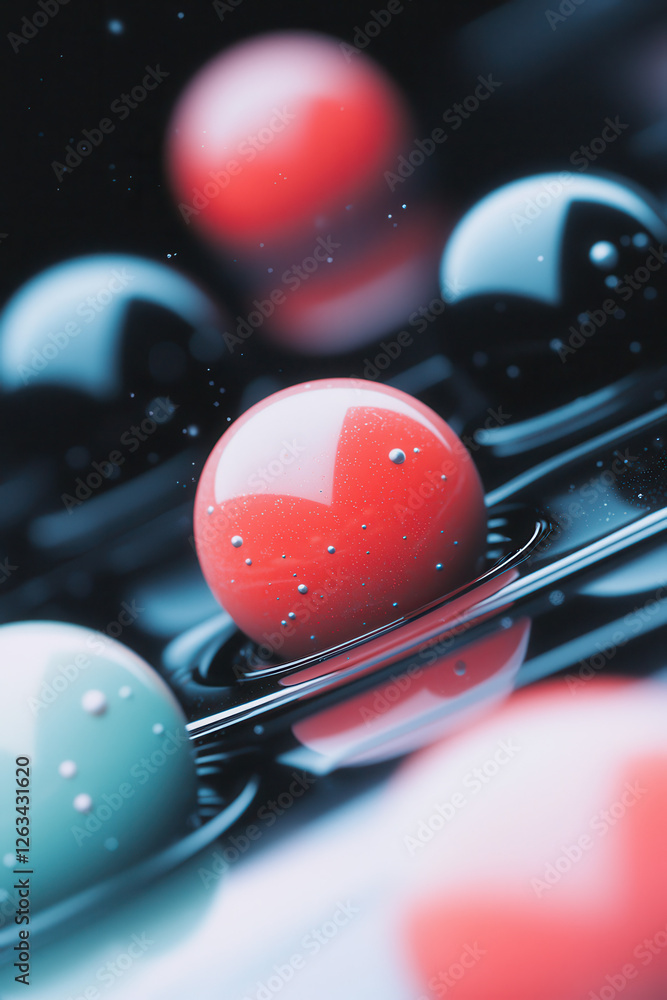 Aufkleber exploring abstract colors and shapes: a vivid representation of reflection and depth in modern graph