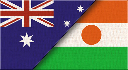 Flags of Australia and Niger. Australian and Nigerian national flags