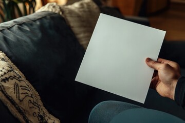Naklejka premium A person holding a piece of paper in their hand, perfect for illustration and design needs