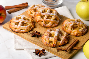 Homemade mini apple pies. Close-up