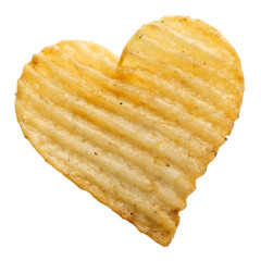 potato chips, in heart shaped, isolated on transparent background, Clipping Path, pen tool