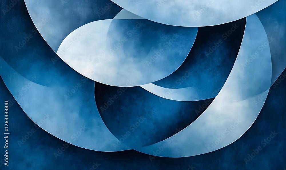Poster abstract background with overlapping blue semicircles creating depth and movement