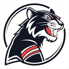 Modern Panther Mascot with Red Accents