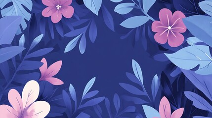 Delicate Blue and Pink Floral Botanical Design