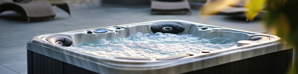 A hot tub sitting on a tiled floor, perfect for relaxation and spa experiences