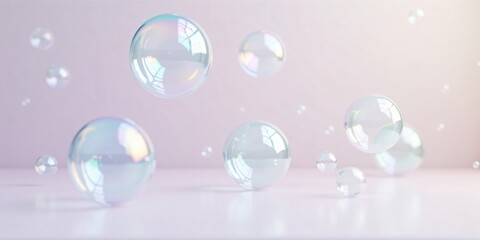 Floating Soap Bubbles: Light Soft Background Scene


