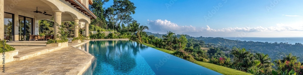 Aufkleber a long swimming pool with a view of the ocean, perfect for relaxing and enjoying the sea