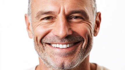Obraz premium A close-up of a person smiling while brushing their teeth